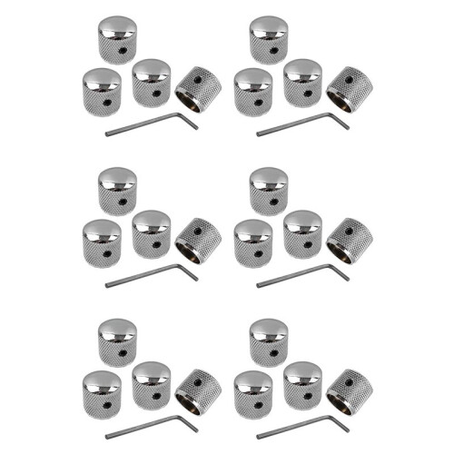 24Pcs Metal Volume Tone Dome Tone Guitar Speed Control Knobs with Screws