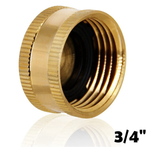 3/4inch Brass Garden Hose Cap with Washers, 8 Pack