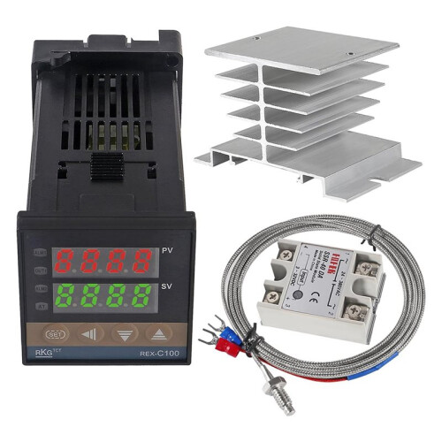 4X PID-Temperature Controller REX-C100 Thermostat Kit High Voltage 100ACV to 240ACV+SSR Relay 40DA+ K Probe 2