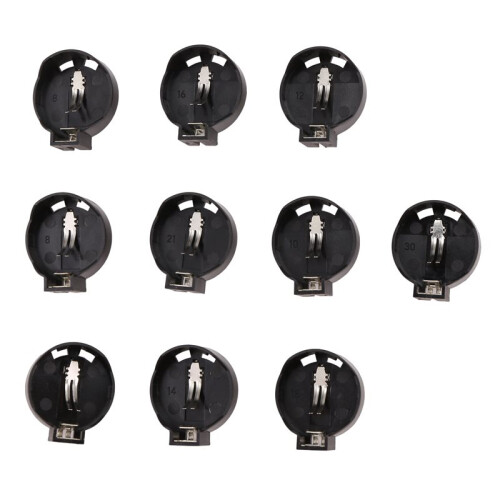 60pcs Black Round Button Battery Holder Case for CR2032 2016 2025 1