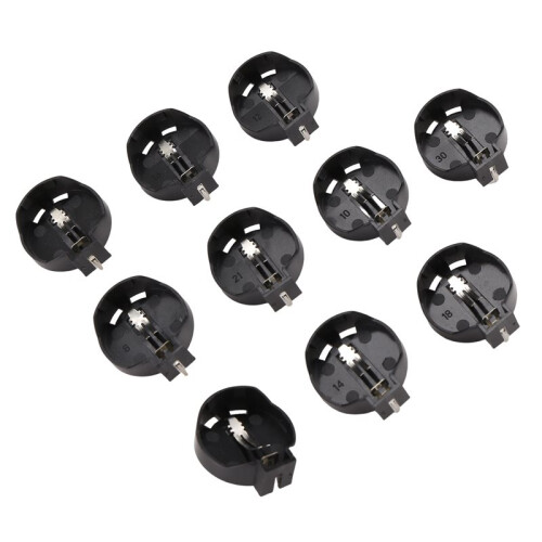 60pcs Black Round Button Battery Holder Case for CR2032 2016 2025 2