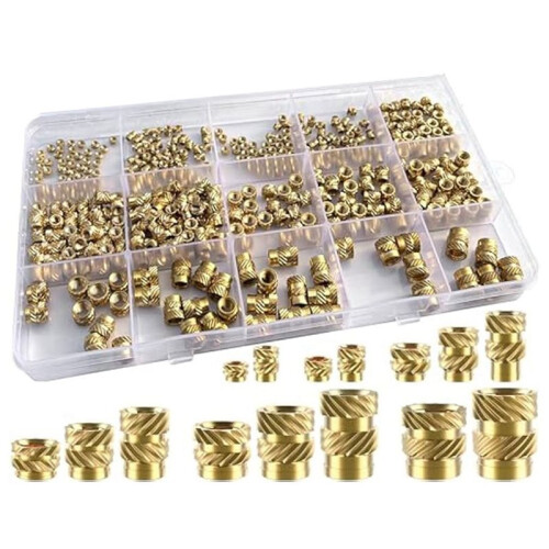 1200Pcs Threaded Inserts,M2/M2.5/M3/M4/M5/M6 Thread Knurled Nuts Assortment Kit,Heat Set Insert for Plastic 3D Printing 1