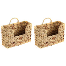 2X Gourd Vine Woven Wall Hanging Storage Basket Rattan Magazine Rack Home Decor for Living Room Bedroom
