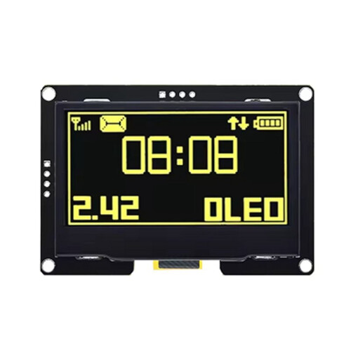 2pcs 2.42 Inch OLED Display Module 128x64 LCD HD Screen Module SSD1309 4 Pin IIC Serial for   R3 Yellow 2