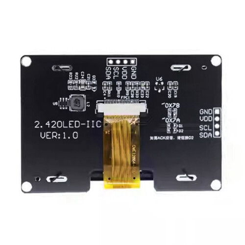 2pcs 2.42 Inch OLED Display Module 128x64 LCD HD Screen Module SSD1309 4 Pin IIC Serial for   R3 Yellow