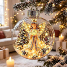 Christmas Hanging Glowing Diorama Ornament, Detailed Interior Scene Ball, Warm LED Decor Piece For Christmas Tree, Household And Party