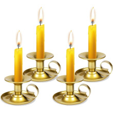 Taper Candle Stick Holder, Candle Holder 4pcs Retro Iron Simple Gold Candlestick Holders Candlelight Stand for Party Wedding Christmas
