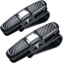 2 Pack Glasses Holders for Car Sun Visor, Sunglasses Eyeglasses Mount with Ticket Card Clip - Silver/Black