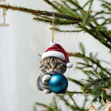 Ornements de Noël mignons en forme de chat, décorations à suspendre, cadeau, pendentif personnalisé pour sapin de Noël, articles de fêt