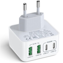 Chargeur USB-C, multiprise USB 40 W avec 4 ports (deux ports USB-C + deux ports USB-A) - Chargeur rapide pour téléphones, iPads et Sams