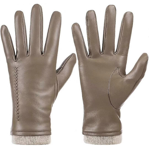 Damen-Winterhandschuhe aus echtem Lammleder. Warme, Touchscreen-kompatible Kaschmir-Fütterung.