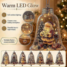 Beleuchteter, glockenförmiger Weihnachtsschmuck, Mini-Weihnachtsszene mit warmen LED-Lichtern, bezauberndes, festliches Andenken zum Au