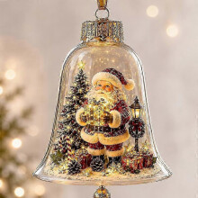 Beleuchteter, glockenförmiger Weihnachtsschmuck, Mini-Weihnachtsszene mit warmen LED-Lichtern, bezauberndes, festliches Erinnerungsstüc