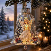 Beleuchteter, glockenförmiger Weihnachtsschmuck, Mini-Weihnachtsszene mit warmen LED-Lichtern, bezauberndes, festliches Erinnerungsstüc