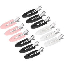 12 Stück Haarspangen ohne Knick, Lockenclips, kompatibel mit Frisuren wie Pony, Wellen und Make-up (schwarz, weiß, rosa, blau, gelb), S