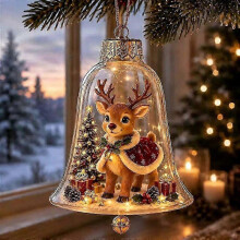 Beleuchteter, glockenförmiger Weihnachtsschmuck, Mini-Weihnachtsszene mit warmen LED-Lichtern, bezauberndes, festliches Andenken zum Au