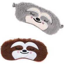 2 StückLustiges Geschenk: Schlafmaske, flauschig weich, aus Seide, Faultier-Schlafauge