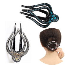 2 pinzas para el cabello con diamantes de imitación para mujeres y niñas, pinzas para el cabello con forma de flor, pinzas para el cabe