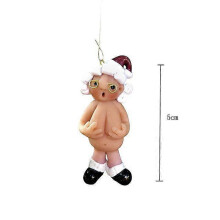 3D Christmas Tree Funny Naked Santa Claus Pendant New Year Creative Pendants Xmas Resin Navidad Hanging Party Decoration
