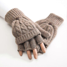 Women Knitted Thicken Soft Gloves Flip Hand Warmer Mittens Half Finger 1 Pair