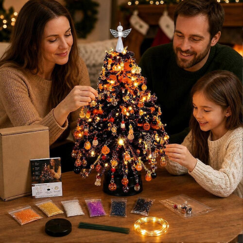 Beaded Christmas Tree Kit - DIY Handmade Craft Set for Festive Holiday Decoration-E 1
