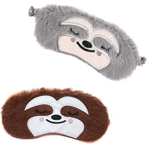 2 Pieces  Gift Funny Blindfold Fluffy Soft Silk Plush Sloth Sleep Eye