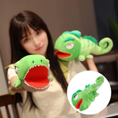 Chameleon Puppet Children's Hand Stuffed Animal Lizard Toy Lizard Puppet for Storytelling with Mouth 1