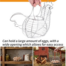 EierköRbe Aus Metalldraht für Eier, Eierhalter im HüHnerform, Rustikale Runde KöRbe zum Sammeln Von Eiern mit Griff