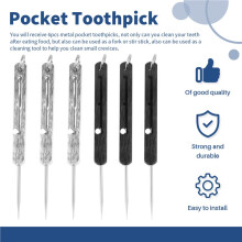 6 StüCk Tragbare Titan-Zahnstocher Taschen-Zahnstocher Metall-Zahnstocherhalter für Picknick und Camping im Freien