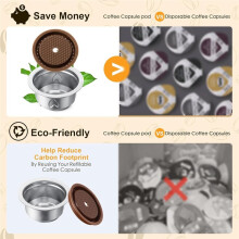 Reusable Coffee Pods for Vertuo , Next & Refillable Capsule with Silicone Lid, 230ml Mug Size