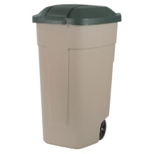 Poubelle de rue en polypropylène - Verte et taupe - 110L