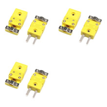 6X K-Type Thermocouple Small Yellow Plug with Bracket K-Type Thermocouple Connector Thermocouple Socket with Clip