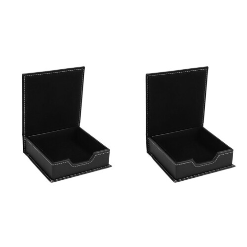2X PU Leather Memo Box Desk Accessories Organizer Card Holder Note Holder Sticky Note Storage Box A