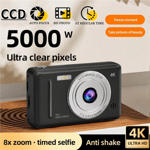 3X 4K Digital Camera Retro CCD Camera Entry-Level Camera Dual Camera Flash 50 Million Pixels Auto Focus Camera,C 2