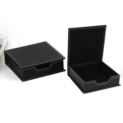 2X PU Leather Memo Box Desk Accessories Organizer Card Holder Note Holder Sticky Note Storage Box A 2