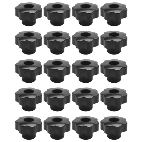20X M10 10mm Dia Thread Black Plastic Star  Clamping Knob Grip 1