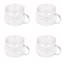 4X 3 en 1 Juego de Taza de Café de Té Transparente Resistente Al Calor con Tapa de Filtro de Infusor de Té para Uso en el Hogar