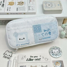 Pencil Snowflake Cat Organizer With Durable Fabric For School Office And Supplies