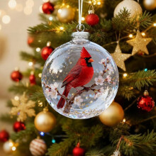 (Parrot) Birds Natures Crystal Glass Christmas Tree Decorations With Metal Material For Festive Display