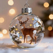 (Deer) Birds Natures Crystal Glass Christmas Tree Decorations With Metal Material For Festive Display