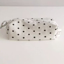 (Beige) Canvas Style Simple Pen Bag With Ample Space For Girls And Supplies Office
