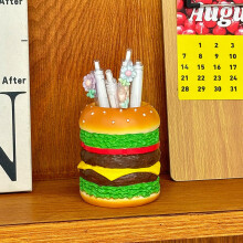 Hamburger Silicone Pen Cup With Logo Decorative Office Or Living Display Piece Room