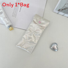 (Bow Beige) Stylish Pu Eyewear Organizer Bag With Heart And Bow Accents For Teen Girls