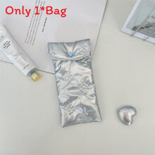 (Bow Silver) Stylish Pu Eyewear Organizer Bag With Heart And Bow Accents For Teen Girls