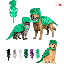 (Bright Green, 90cm) Dinosaur Pet Skeleton Costume Comfortable Plush Dress Up For Pets Suitable For And Parties Festivals