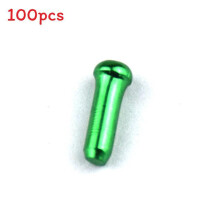 (Green)100 piezas de aluminio para bicicletas de montaña punta de cable de freno bicicleta engranajes tapa de extremo de cable