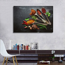 Food Themed Retro Canvas With Colorful Spices And Natural For Cafe Textures