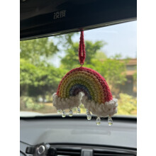 Crochet Rainbow Car Mirror Hanging