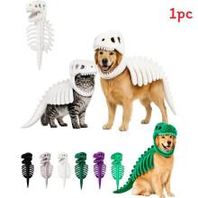 (White,90cm)Dinosaur Skeleton Pet Costume Comfortable Plush Dress Up For Pets Suitable For Parties Festivals And