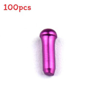 (Purple)100 Pcs Aluminum Mountain Bicycles Brake Cable Tip Bike Cable Gears Wire End Cap